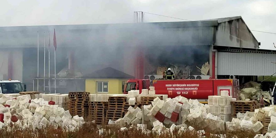 Soğuk hava deposunda yangını söndürme çalışmaları sürüyor