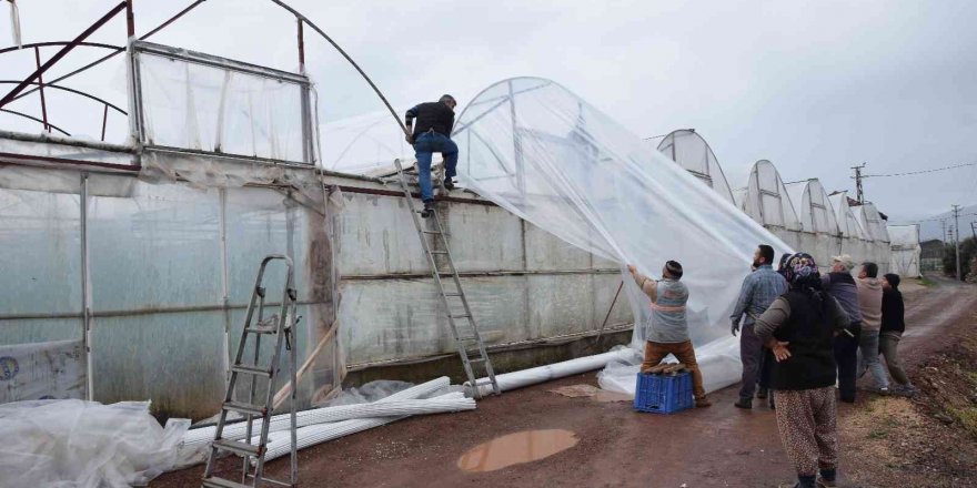 Bir saat arayla çıkan 2 hortum seralara zarar verdi