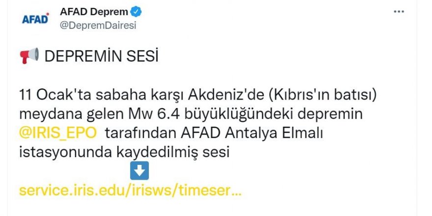 Akdeniz’de 6.4 büyüklüğündeki depremin ürkütücü sesi  kaydedildi