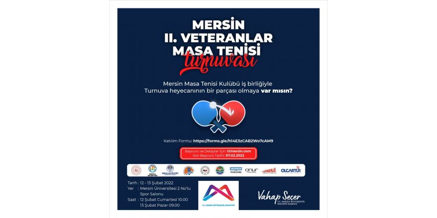 Mersin’de 2. Veteranlar Masa Tenisi Turnuvası yapılacak