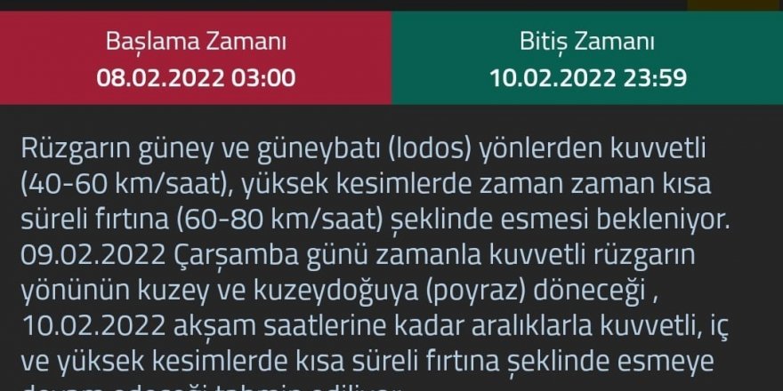 Meteoroloji Burdur için sarı uyarı ile fırtına beklendiğini açıkladı