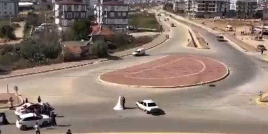 Antalya’da gelin ile damadın etrafında tehlikeli drift