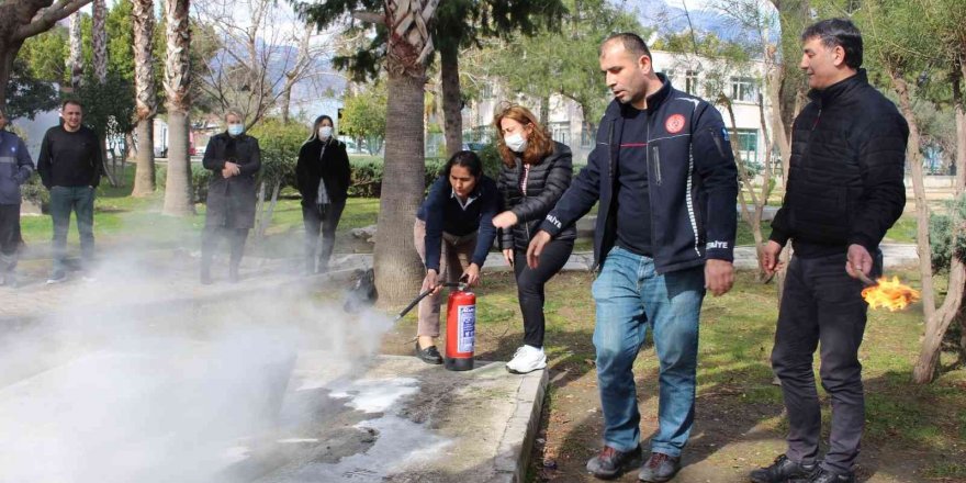 Antalya Büyükşehir Belediyesinden  yangın tatbikatı