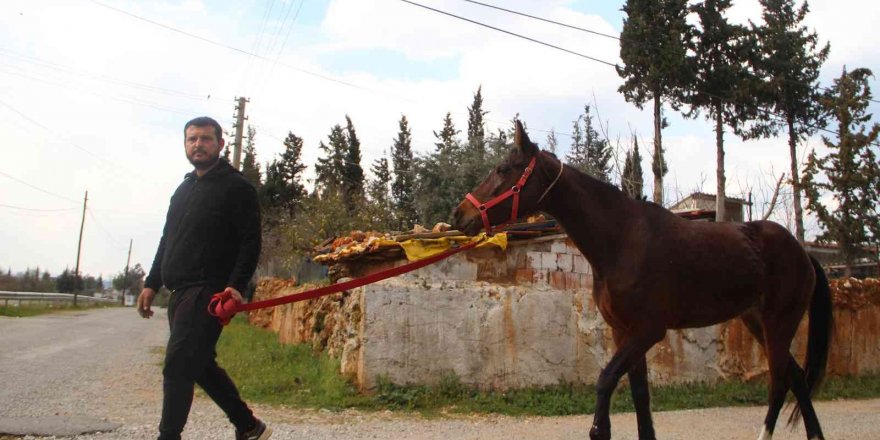 Çaldığı atla markete girip attan kasada indi