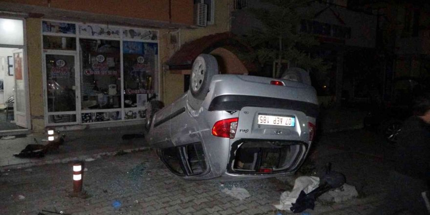 Alkollü sürücü takla atan otomobilden ağır yaralı olarak çıkarıldı