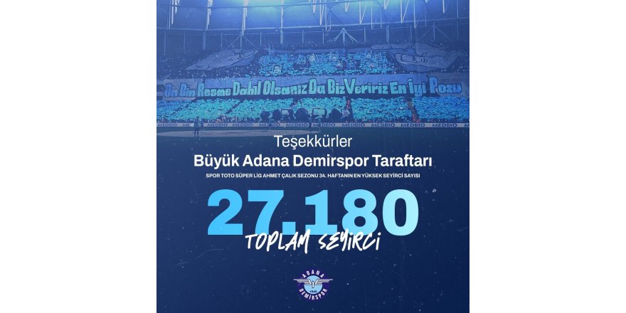 Adana Demirspor, seyirci sayısında haftanın lideri oldu