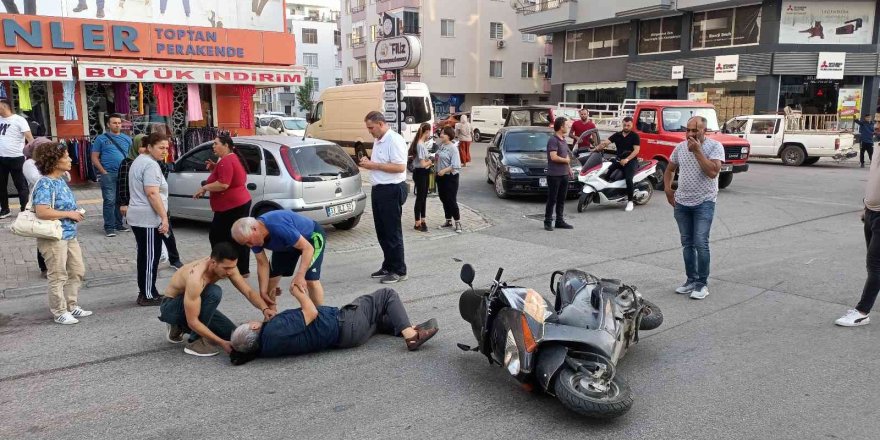 Motosiklet sürücüsü köpeğe çarpmamak isterken düşerek yaralandı