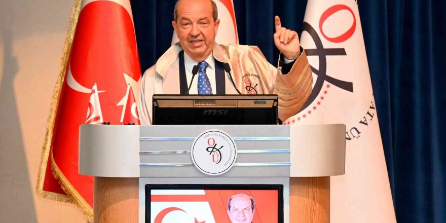 KKTC Cumhurbaşkanı Tatar, Osmaniye’de “Kıbrıs’ta Türklerin Varoluş Mücadelesi” konulu konferans verdi