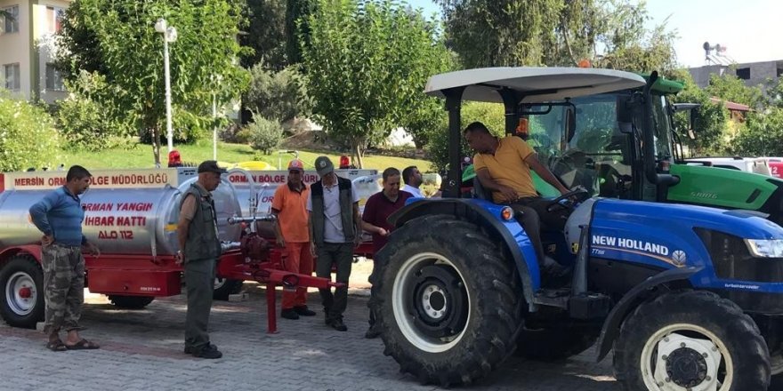Anamur’da köylülere yangına ilk müdahale için su tankeri dağıtıldı