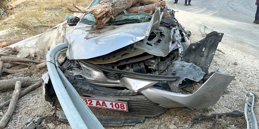 Odun Yüklü Tır Kaymakamın Makam Aracına Çarptı, Koruma Polisi Yaralandı