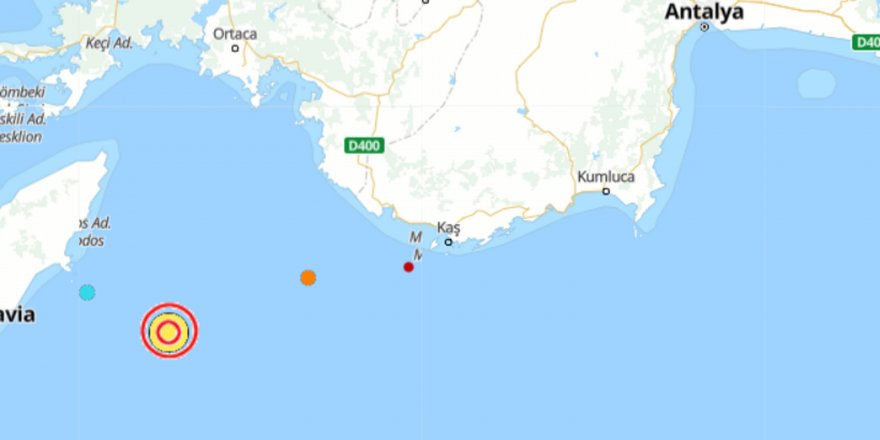 Akdeniz'de 5.4 büyüklüğünde deprem