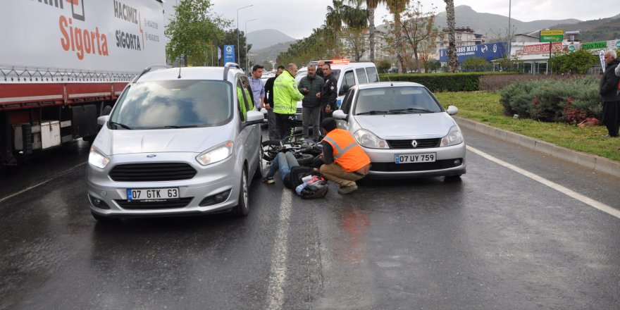 Devrilen motosikletin sürücüsü yaralandı