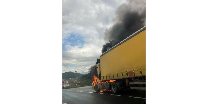 Muğla'da güneş panelleri taşıyan TIR yandı