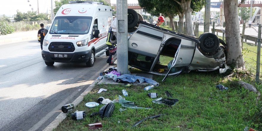 Motosiklete çarpmamak için manevra yapınca otomobiliyle takla attı