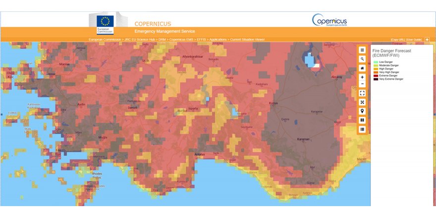 Orman yangınlarında Akdeniz ve Güney Ege'de 'çok aşırı tehlike' uyarısı