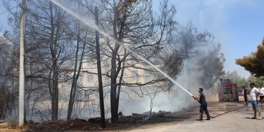 Antalya'da ağaçlık alandaki yangın, evlere ulaşmadan söndürüldü