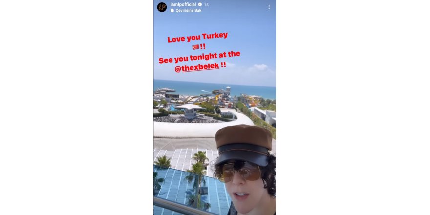 Antalya'ya gelen ABD'li şarkıcı LP'den 'Love you Turkey' paylaşımı