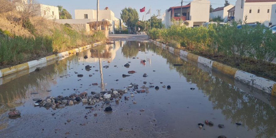 Bodrum'da isale hattı patladı, motosiklet sürücüsü ve köpeği yaralandı