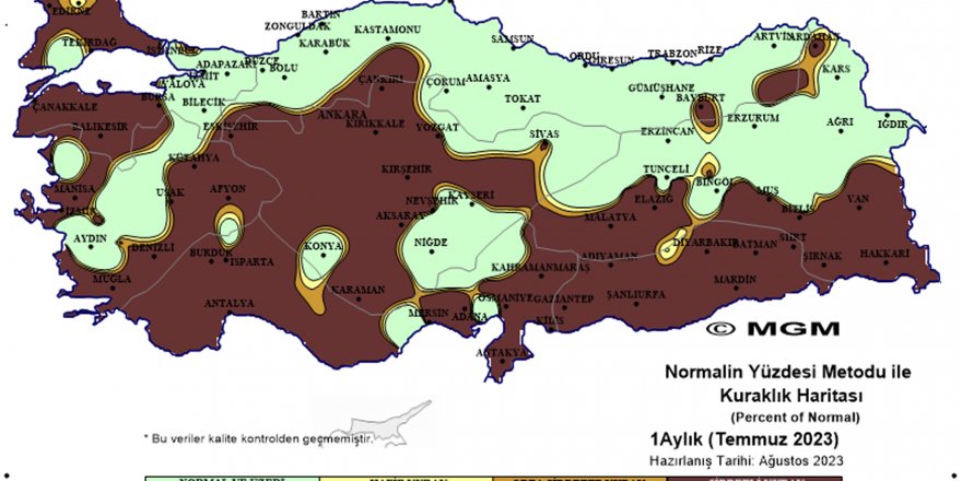 Temmuz haritası, 'şiddetli kuraklık' tehlikesini ortaya koydu