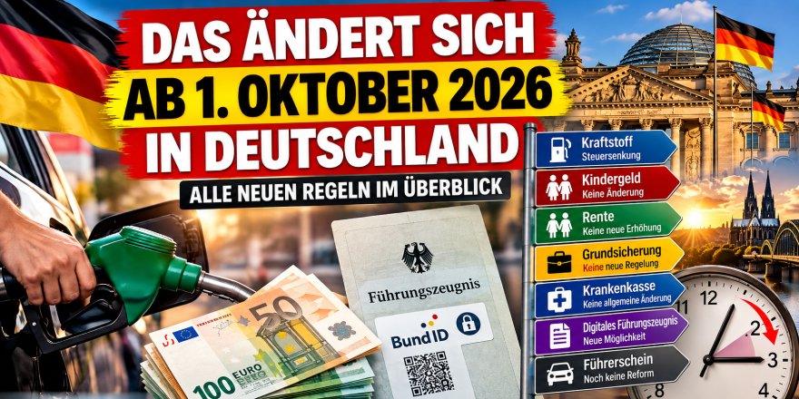 Das ändert sich ab 1. Oktober 2026 in Deutschland: Tanken, Führungszeugnis und neue Regeln
