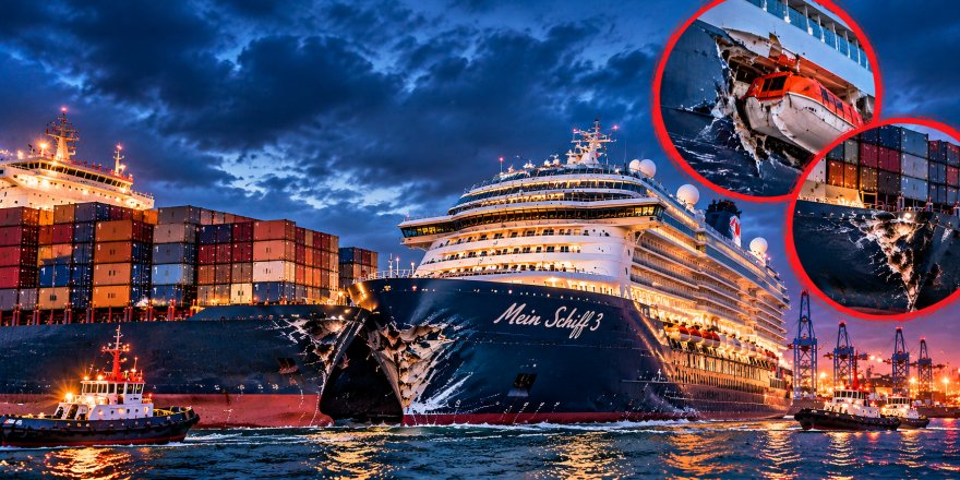 Schiffsunfall in Bremerhaven: „Mein Schiff 3“ kollidiert mit zwei Frachtern