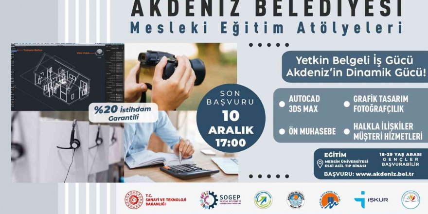 Akdeniz Belediyesi Mesleki Eğitim Atölyelerine başvurular başladı