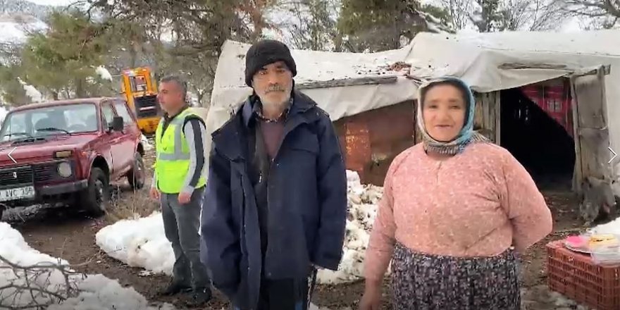 Kar yağışı nedeniyle yaylada mahsur kalan aile kurtarıldı