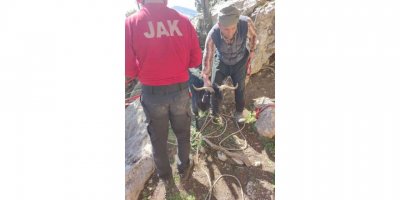 Kayalıklarda mahsur kalan keçi kurtarıldı