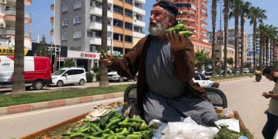 Parası olmayana bedava... Hem hayat dersi verdi hem ucuza salatalık sattı