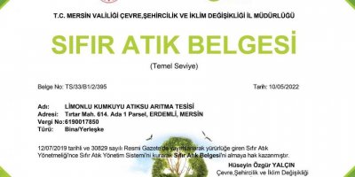 MESKİ Limonlu-Kumkuyu Atıksu Arıtma Tesisine ‘Sıfır Atık Belgesi’ verildi