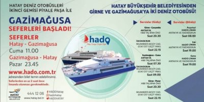 Hatay Deniz Otobüsü’nün Gazimağusa Seferleri 5 Ağustos’ta Başlıyor