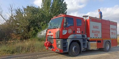 Otluk alanda çıkan yangın ağaçlara sıçramadan söndürüldü