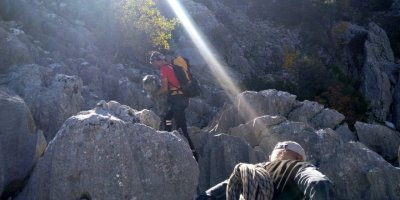 Uçurumda mahsur kalan keçiler kurtarıldı