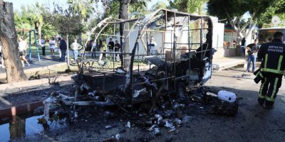 Karavanda çıkan yangında Gamze yaralandı