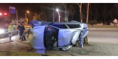 Takla atan otomobilde, sürücü yaralandı