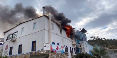 Bodrum'da otelin çatı katında yangın