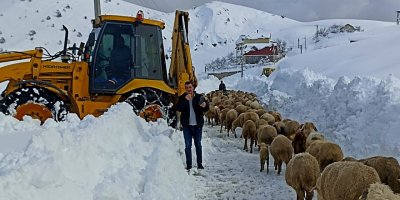 Yaylada 300 küçükbaş ile 3 gündür mahsur kalan aileyi belediye ekipleri kurtardı