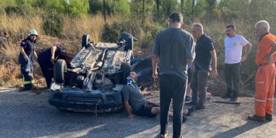 Takla atan otomobilde 2 yaralı
