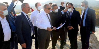 Vali Su, MTOSB otoban bağlantı yolu inşaatında incelemelerde bulundu