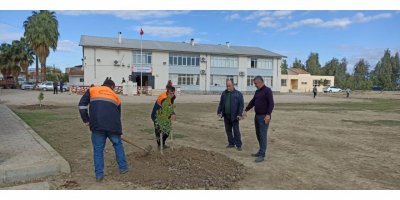 Kozan’da okul bahçesine fidan dikildi peyzaj çalışması yapıldı