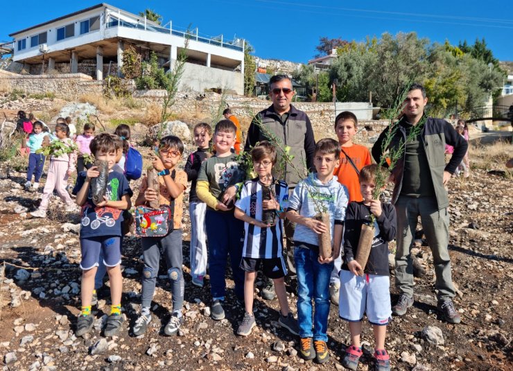 Kaş'ta 3 bin 600 fidan toprakla buluştu