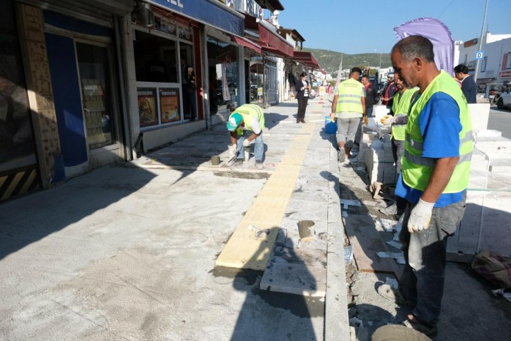 Bodrum'da iki cadde yol ve kaldırım, bir sokakta ise menfez çalışması