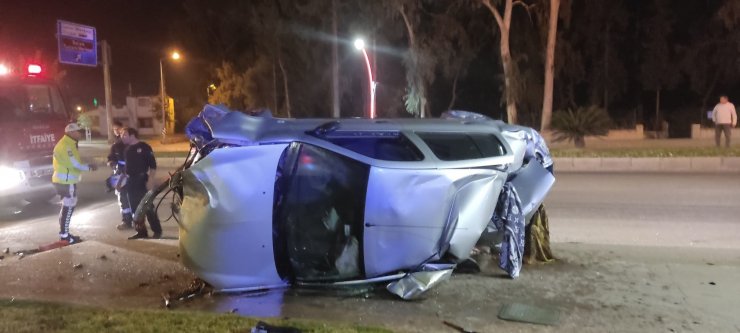 Takla atan otomobilde, sürücü yaralandı