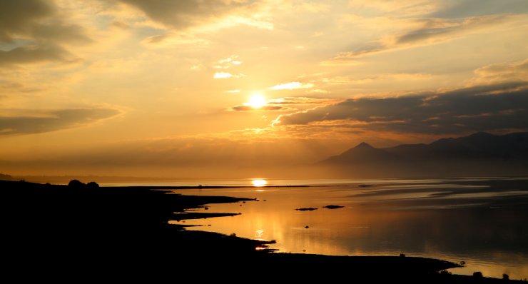 Burdur Gölü'nde 'gün batımı' güzelliği