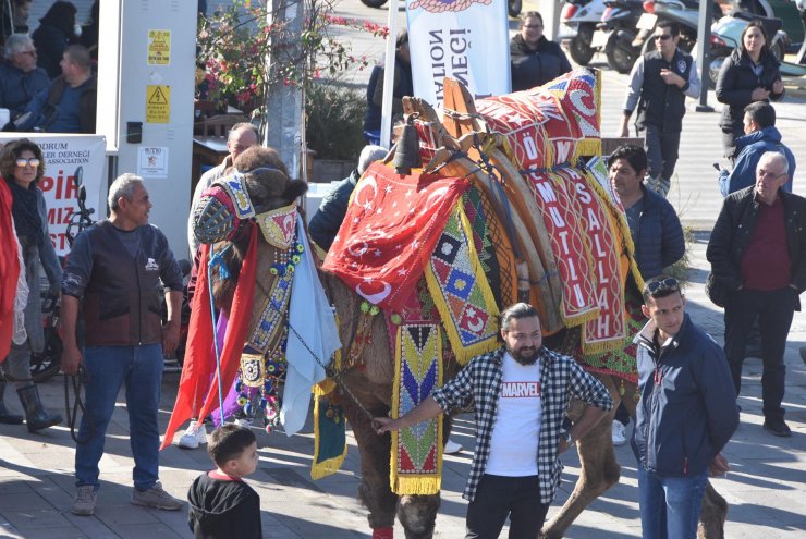 Bodrum sokaklarına develer çıktı, turistler fotoğraf çektirdi