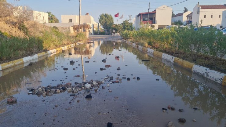 Bodrum'da isale hattı patladı, motosiklet sürücüsü ve köpeği yaralandı